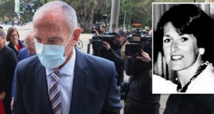 Chris Dawson and team arrive at NSW Supreme Court on August 30, 2022 in Sydney, Australia. Dawson, a former Newtown Jets rugby league player, is accused of murdering his wife Lynette and disposing of her body in January 1982. Inset: Lynette Dawson