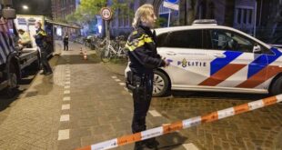 Police investigate the scene of a spate of stabbings in Amsterdam on May 22, 2021 in which one person died and four were injured. - A 29-year-old man was arrested at the scene after the attacks happened late on May 21, 2021 in an area of bars and restaurants near the capital's museum quarter. Police said there were no indications of terrorism. - Netherlands OUT (MICHEL VAN BERGEN/ANP/AFP via Getty Images)