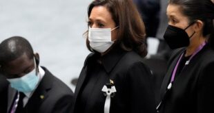 Vice President Kamala Harris attends the state funeral for Japan's former prime minister Shinzo Abe in the Nippon Budokan in Tokyo on September 27, 2022.