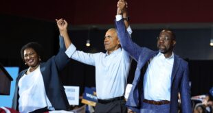 Former President Barack Obama attends a rally in support of Georgia Democrats