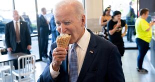 Biden blasted for telling reporter the economy is 'strong as hell' while eating ice cream in Portland