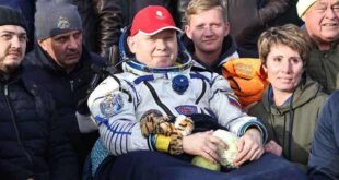 Russian cosmonaut Oleg Artemyev sits in a chair shortly after the landing of the Russian Soyuz MS-21 space capsule southeast of Zhezkazgan, Kazakhstan, on Sept. 29, 2022. Artemyev drove over a colleague on a dark road outside Moscow less than three weeks of returning from his latest orbiting mission. 